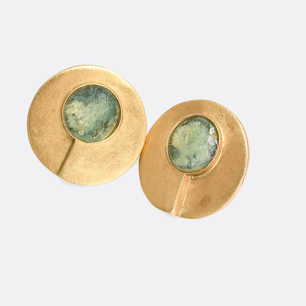 1970s Modernist Roman Glass Earrings