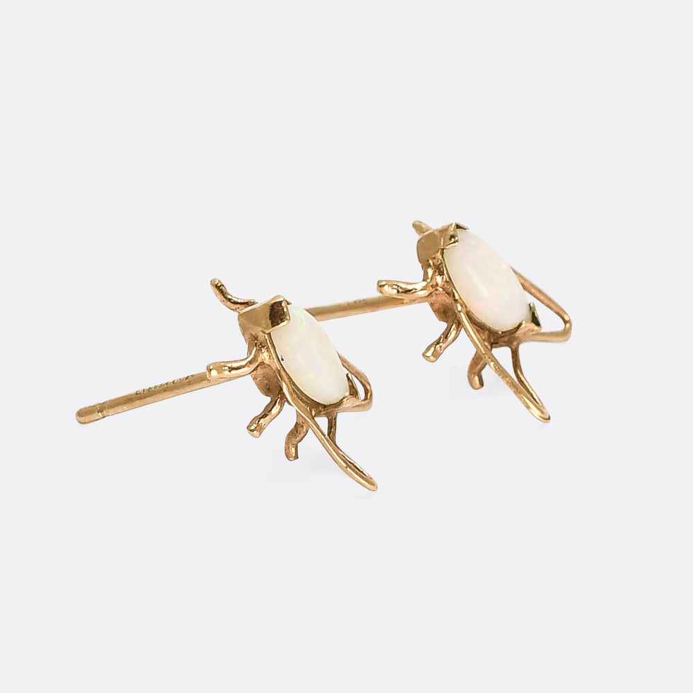 1980s Minimalist Opal Fly Studs