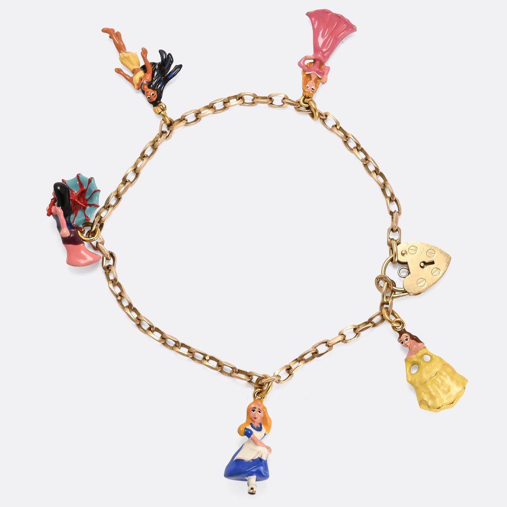 1990s Enamel Disney Princesses Charm Bracelet