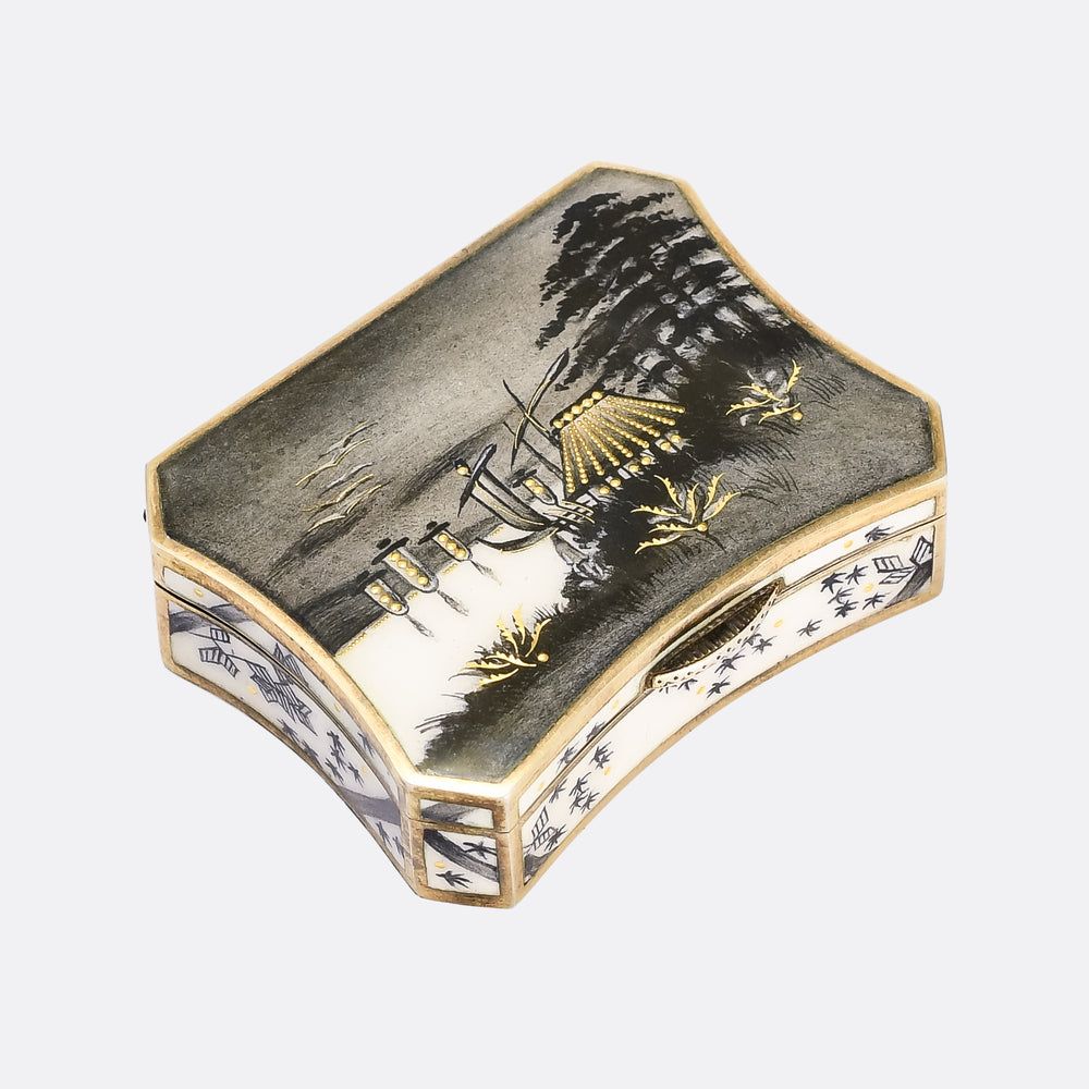 19th Century Aesthetic Movement Silver & Enamel Box