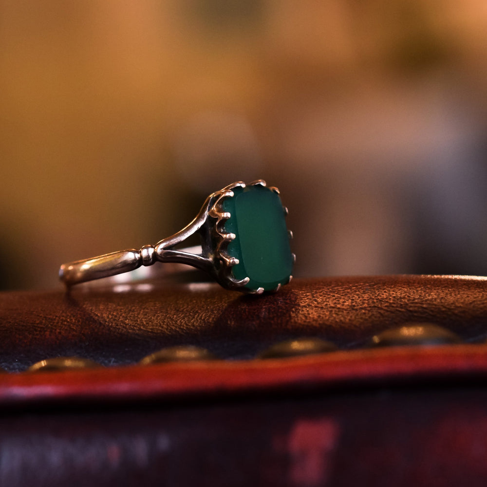 Victorian Chalcedony Cushion Signet Ring