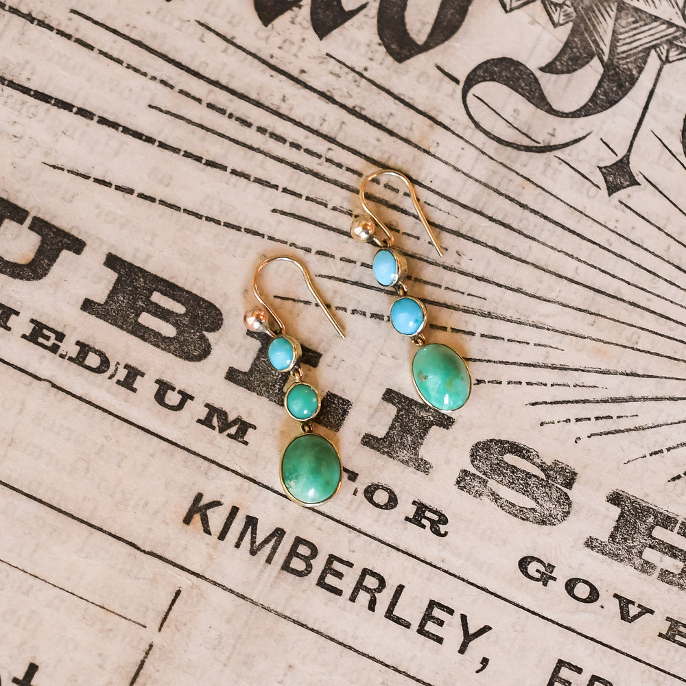 Victorian Turquoise Triple Drop Earrings