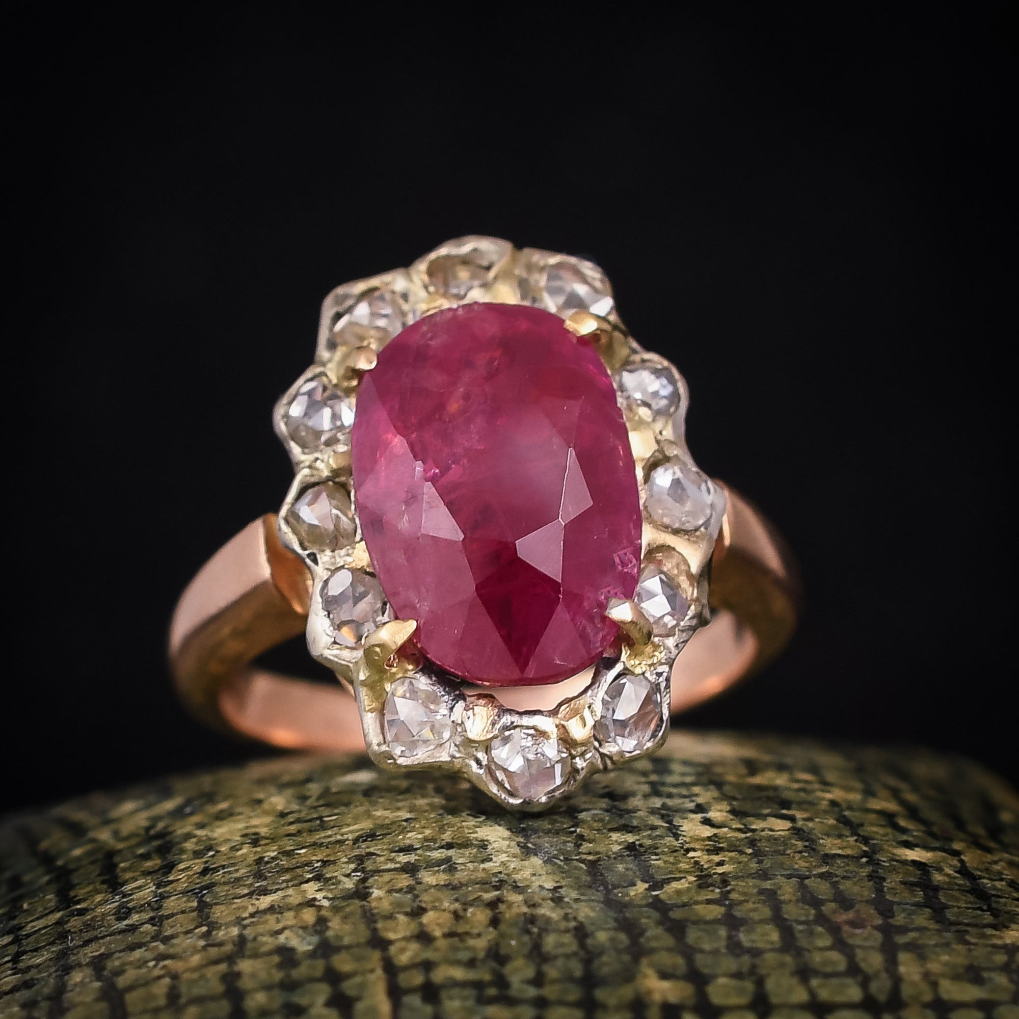 Victorian 5 Carat Burma Ruby Cluster Ring Butter Lane Antiques