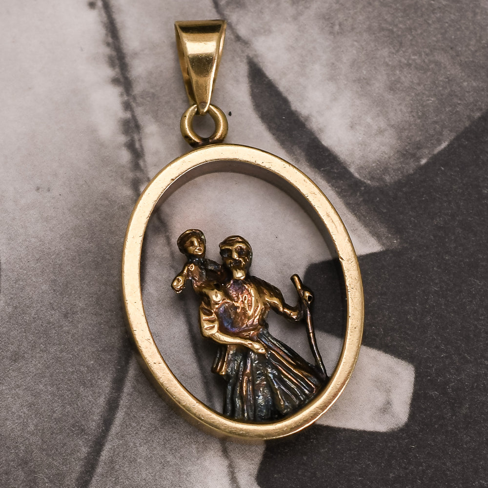 Vintage Figural Saint Christopher Halo Pendant