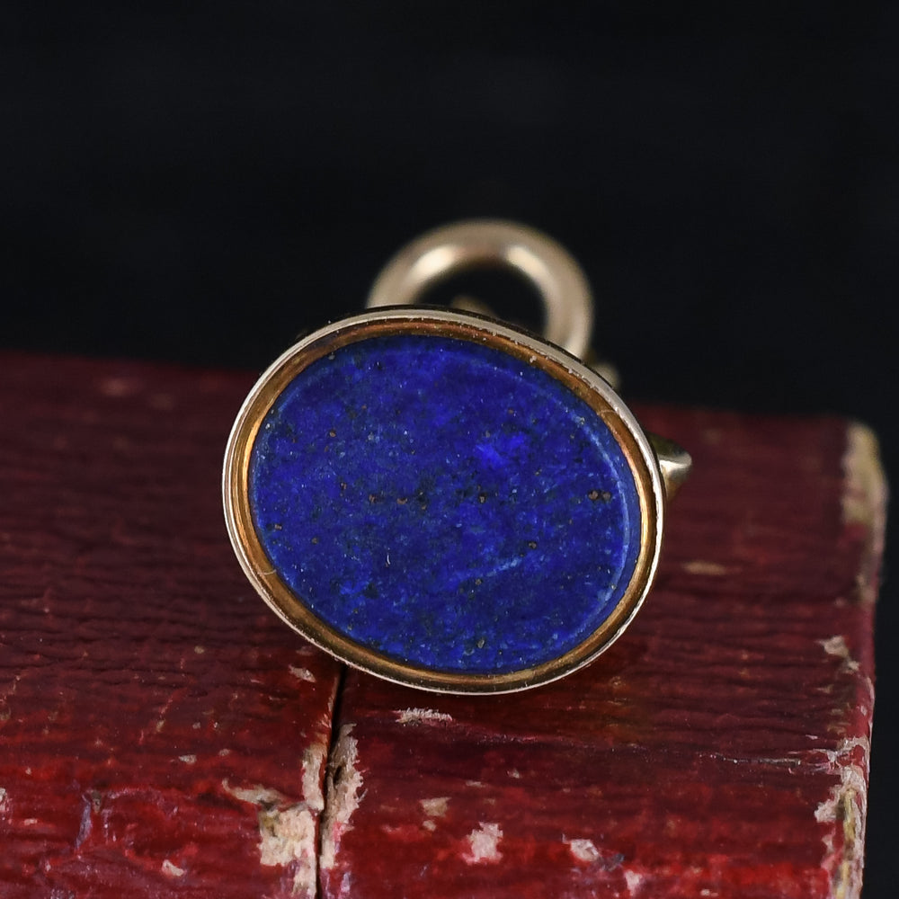Late Victorian Coral & Lapis Croquet Seal Fob Pendant