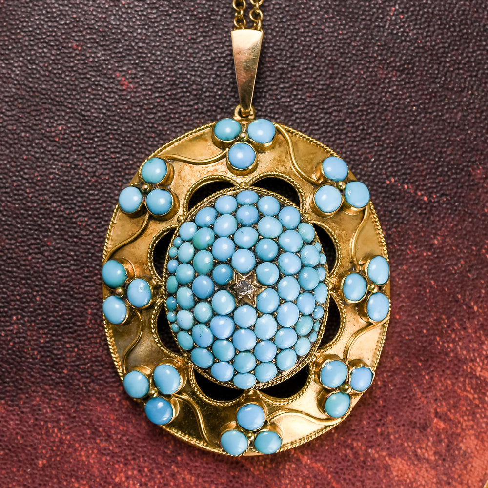 High Victorian Pavé Turquoise Dome Locket
