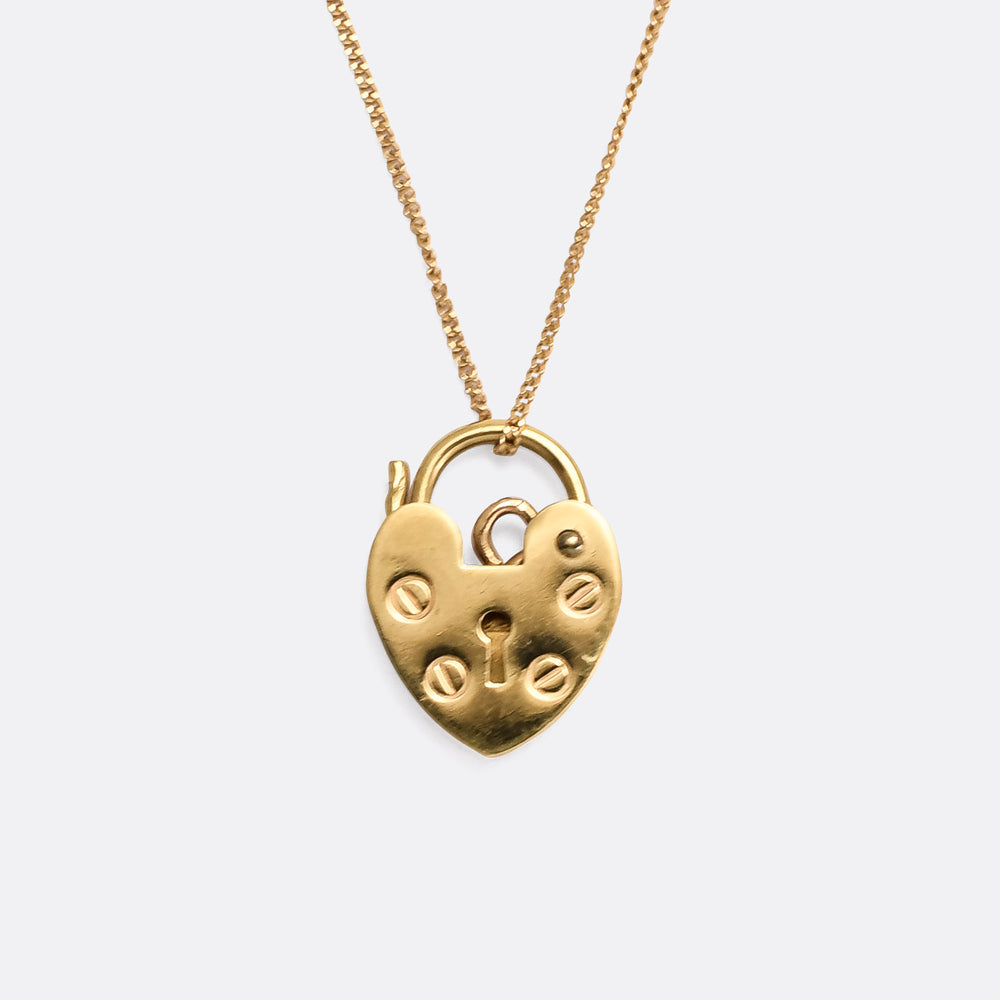 Vintage 9k Gold Heart Padlock Pendant