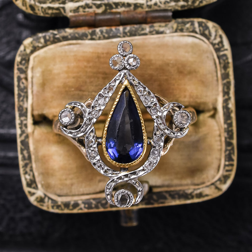 Belle Époque Sapphire & Diamond Cluster Ring