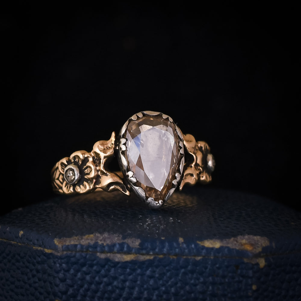 Georgian 2.30ct Pear Diamond Solitaire Ring
