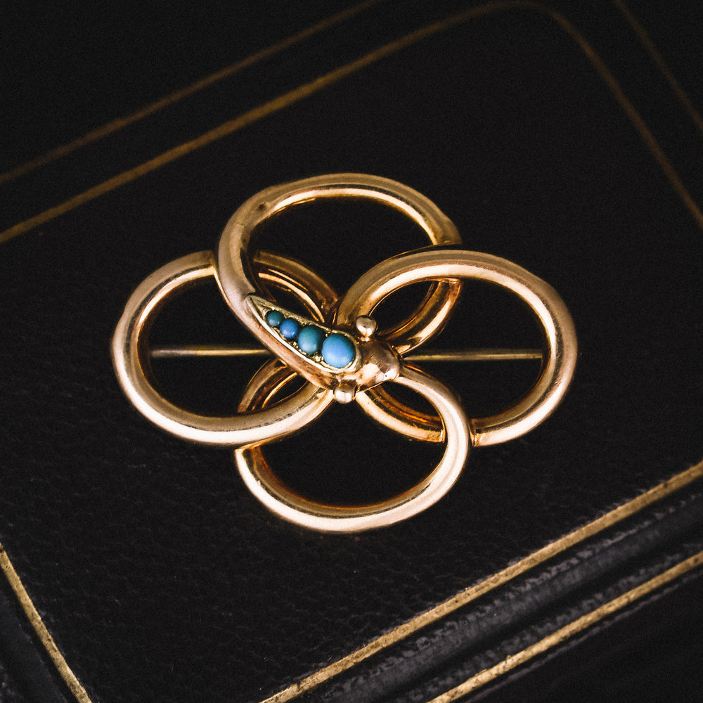 Victorian Turquoise Serpent Ouroboros Brooch