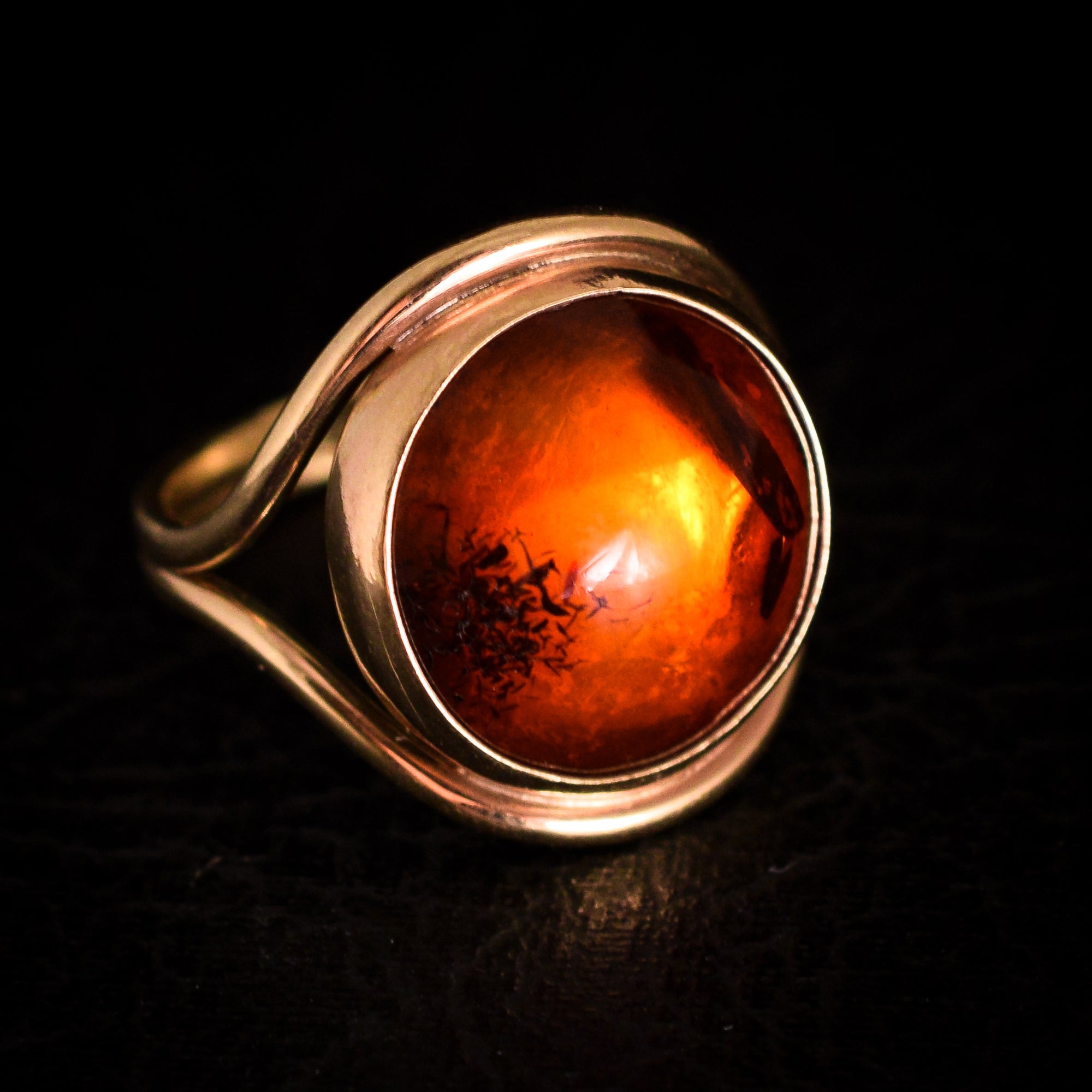 Vintage Amber Cabochon Ring Butter Lane Antiques