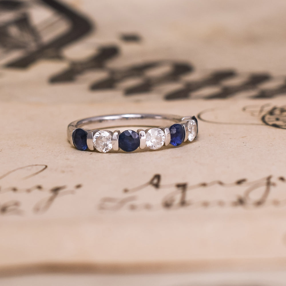 Modern Sapphire & Diamond Half Eternity Ring