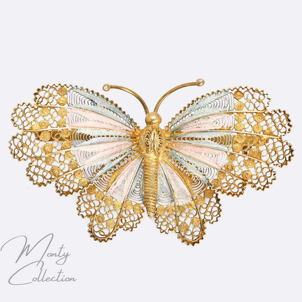 Vintage Filigree Butterfly Brooch