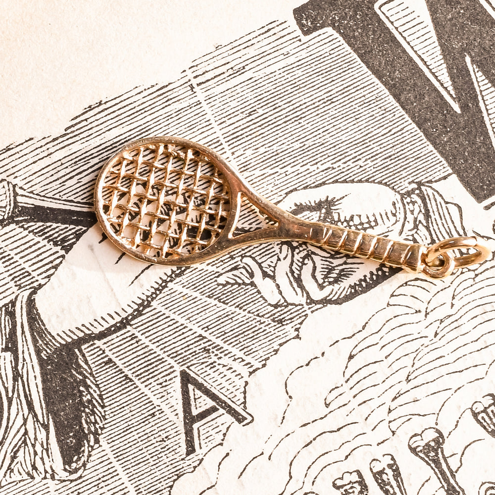 1950s Gold Tennis Racquet Charm