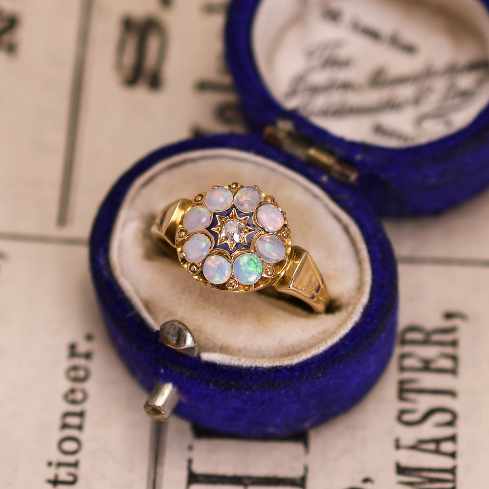 Victorian Opal & Diamond Cluster Ring