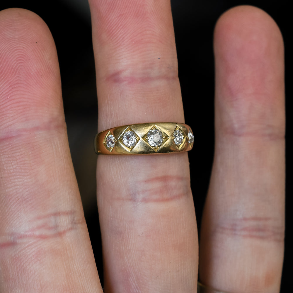 Victorian OMC Diamond 5-Stone Gypsy Ring