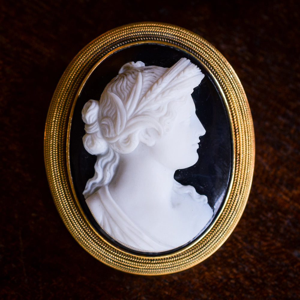 Georgian Onyx Classical Cameo Brooch