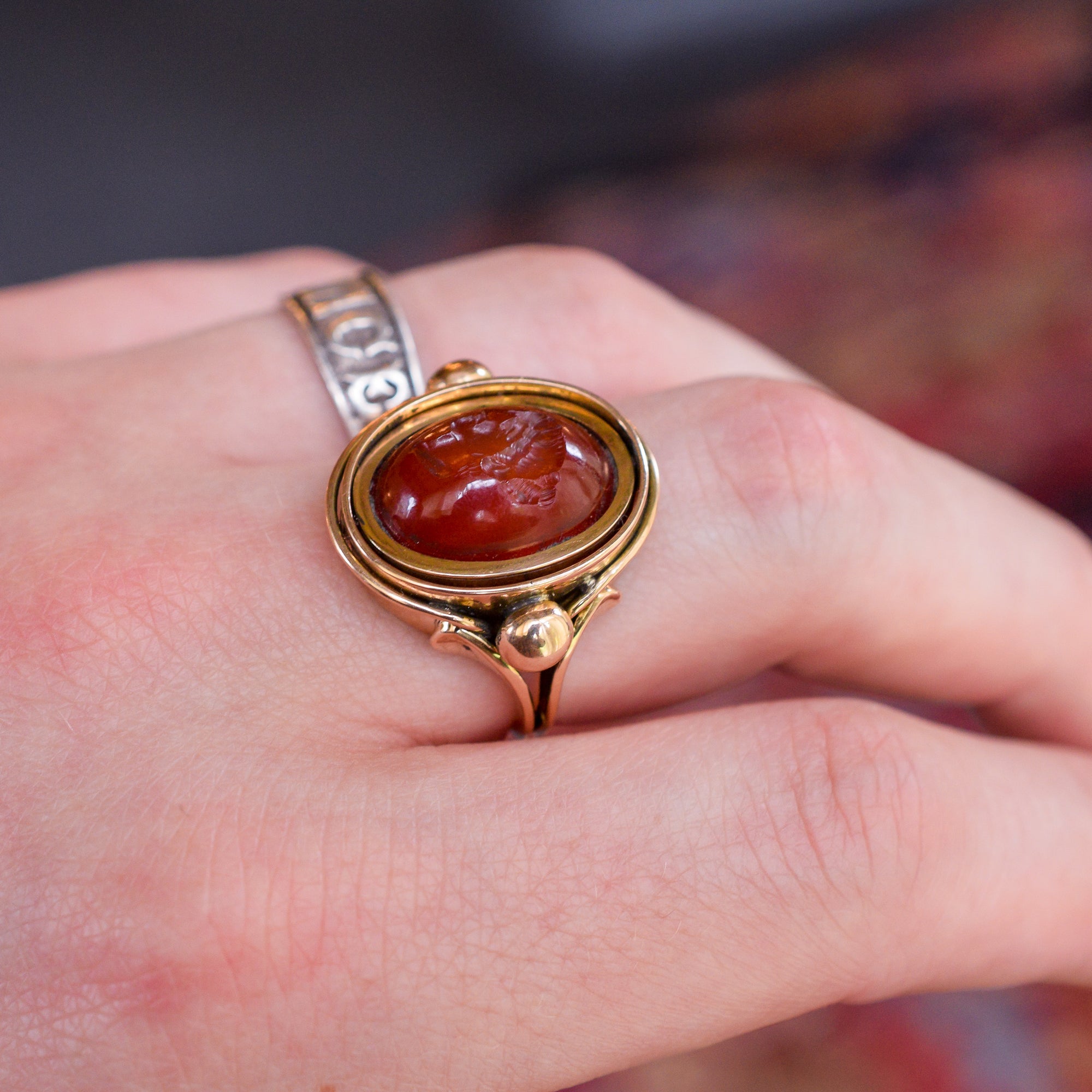 Antique agate Swivel Ring