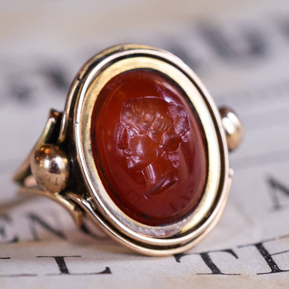 Victorian Erotic Intaglio Swivel Ring
