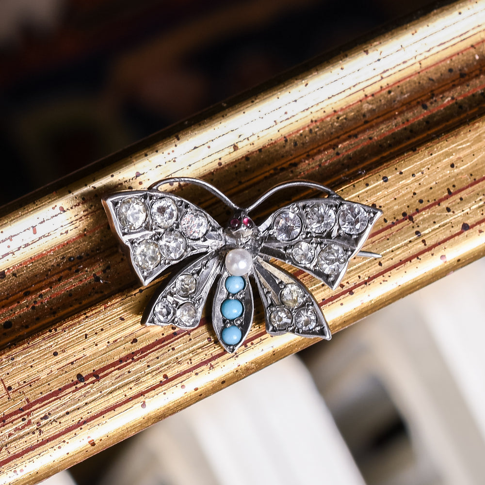 Victorian Paste Butterfly Brooch
