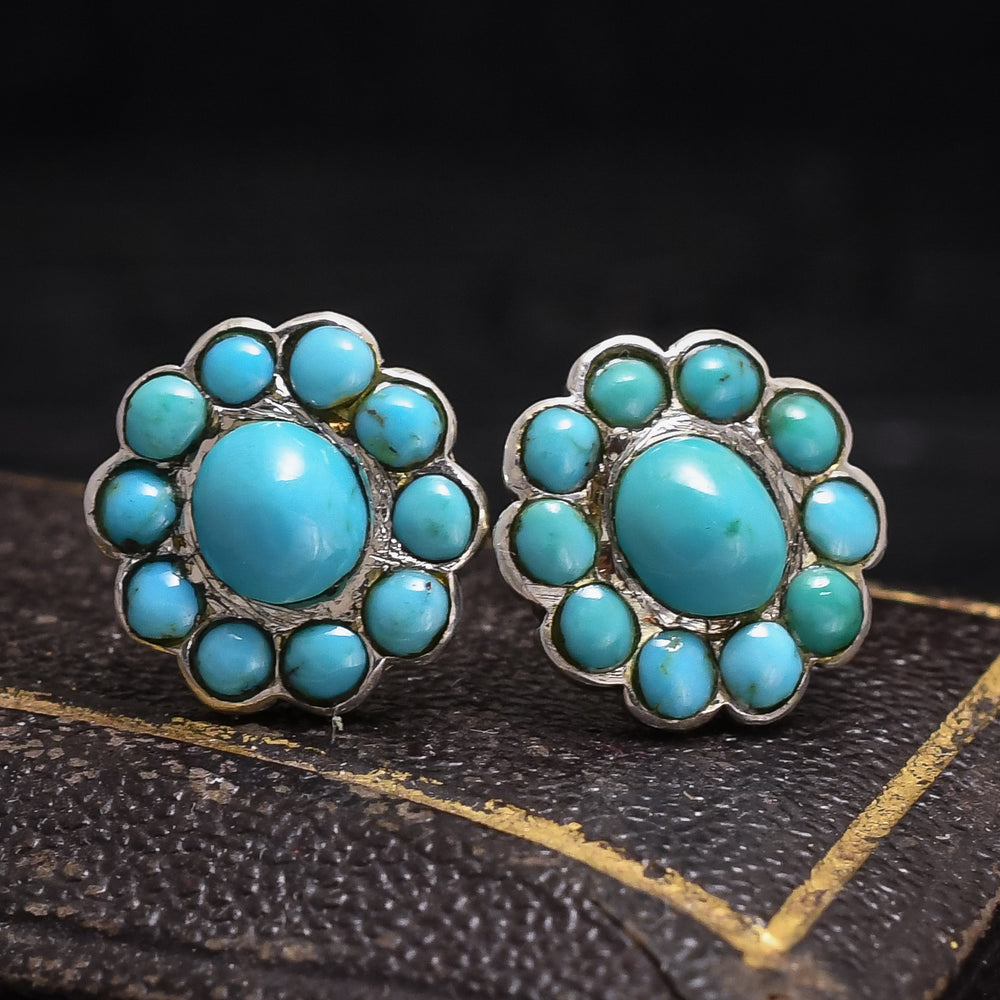 Victorian Turquoise Spider Web Earrings