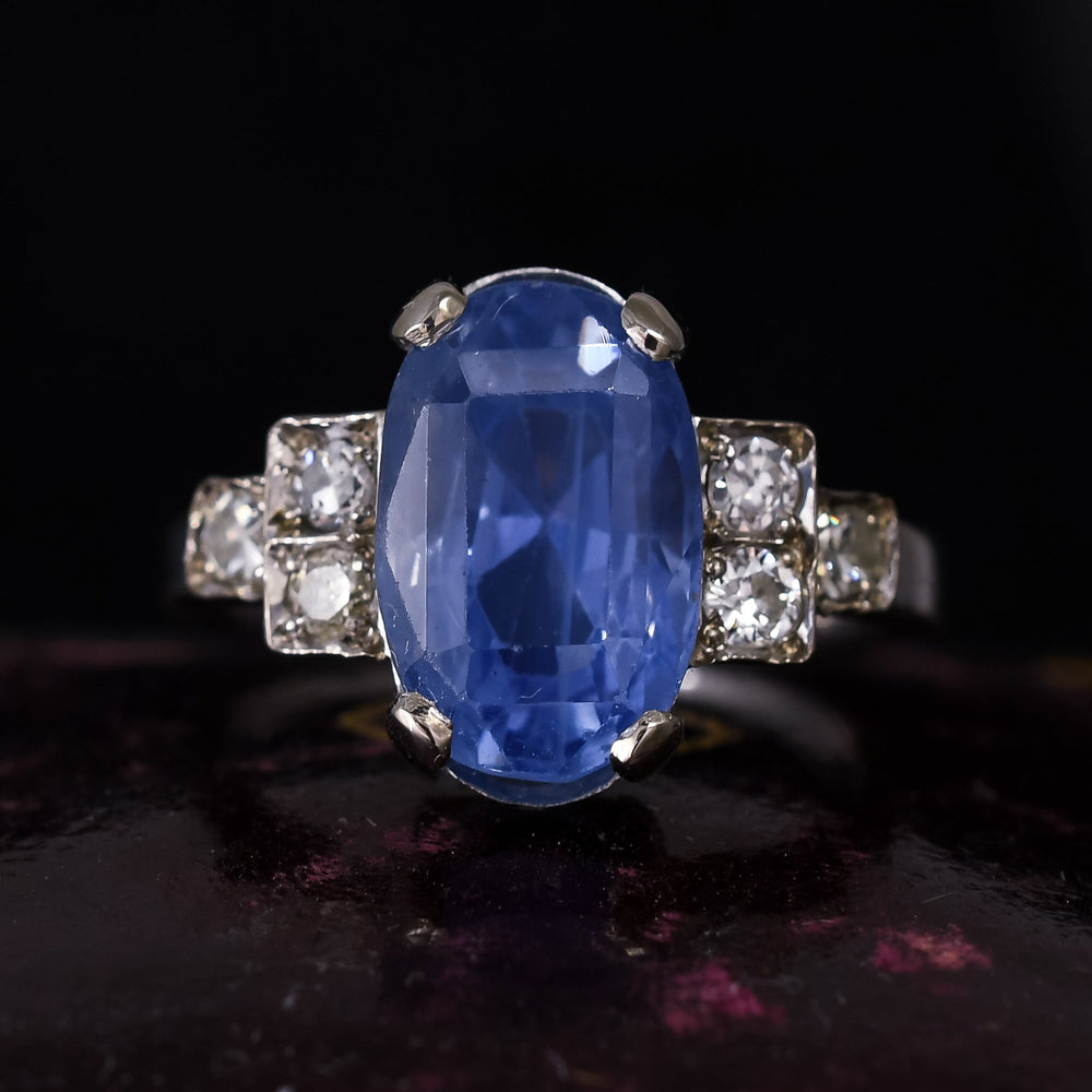 Mid-Century 7.28ct Ceylon Sapphire Solitaire Ring