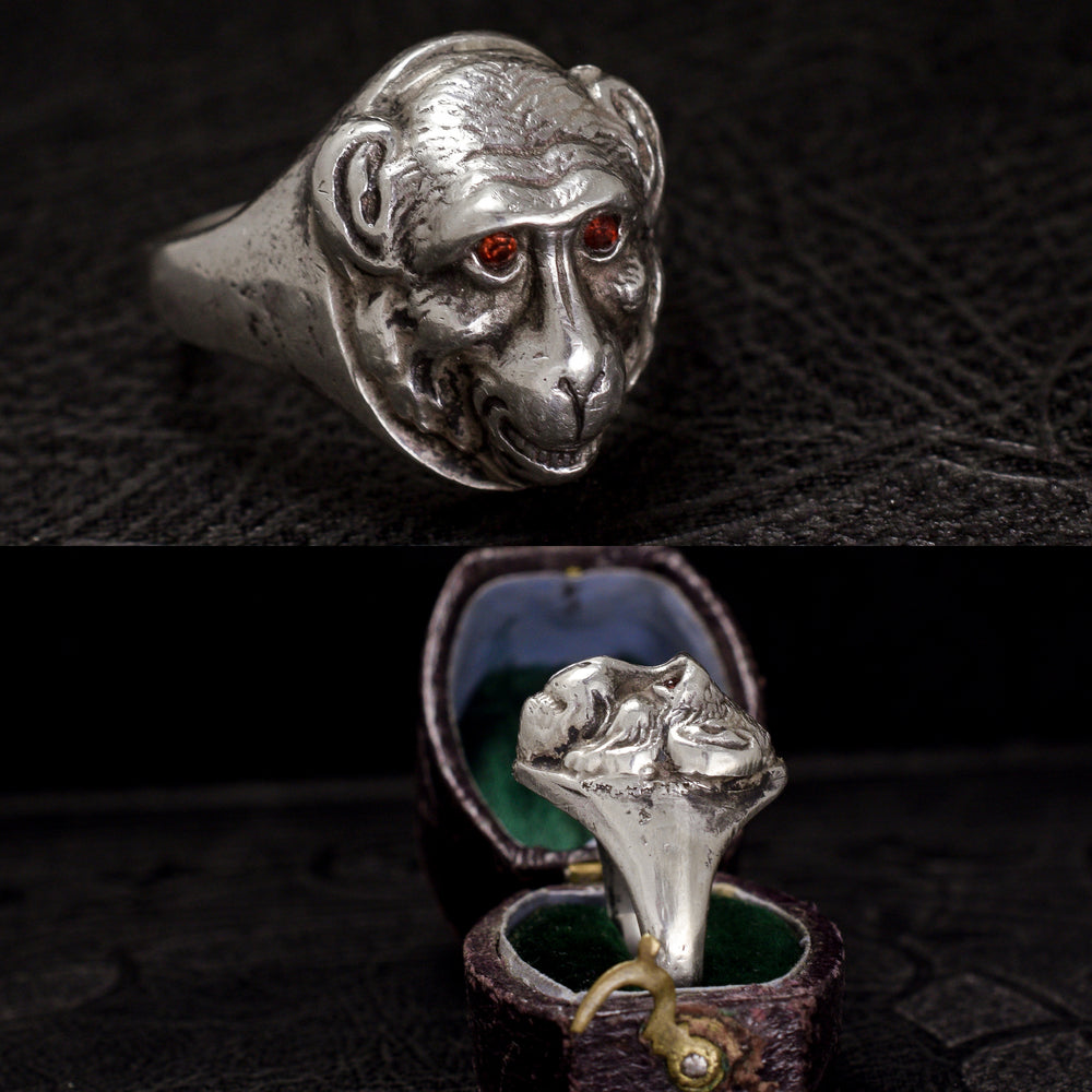 Victorian Ruby Eye Monkey Face Ring