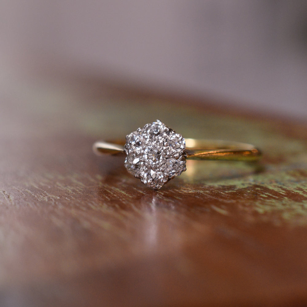 Late Victorian OMC Diamond Daisy Ring