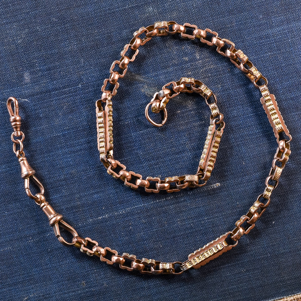 Victorian Two-Tone Gold Fancy-Link Chain Necklace