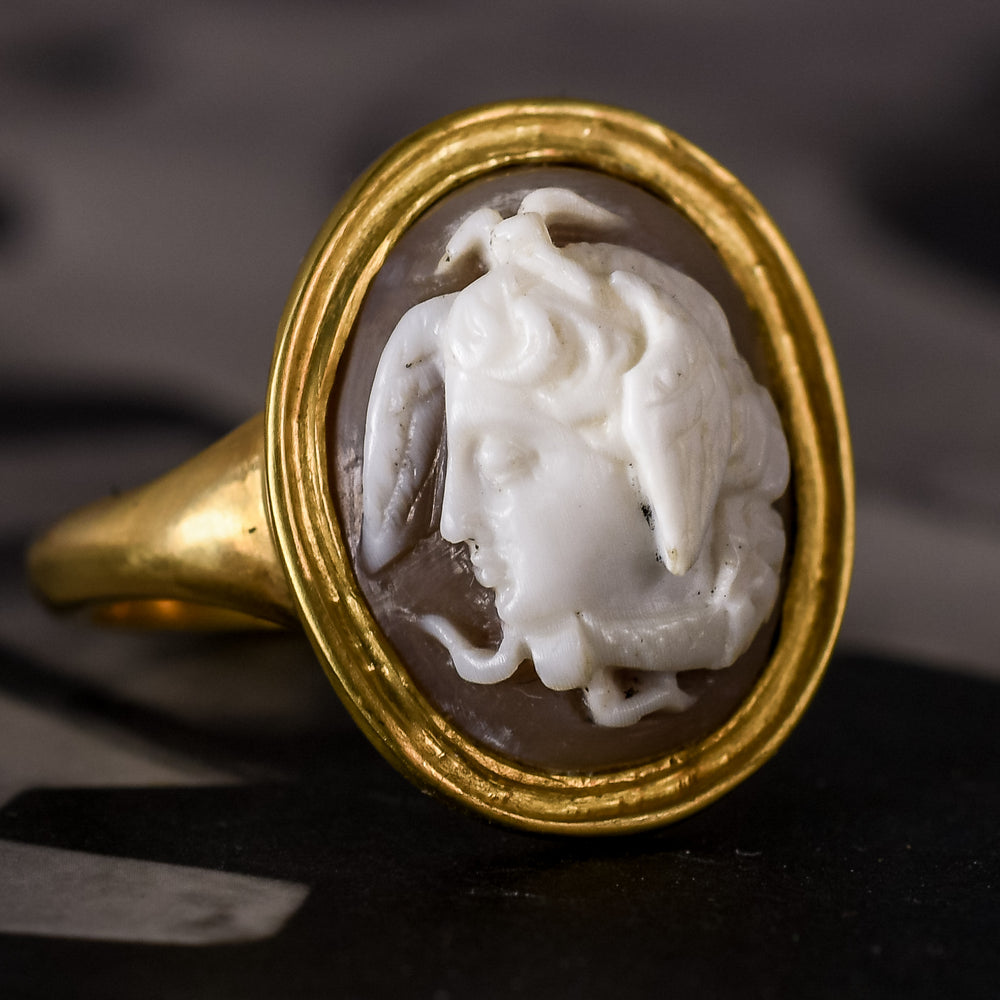 Mid-Victorian Medusa Cameo Signet Ring