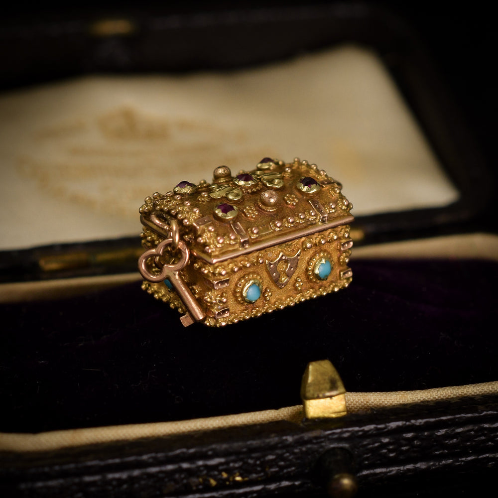 Regency Period Ruby & Turquoise Treasure Chest Locket