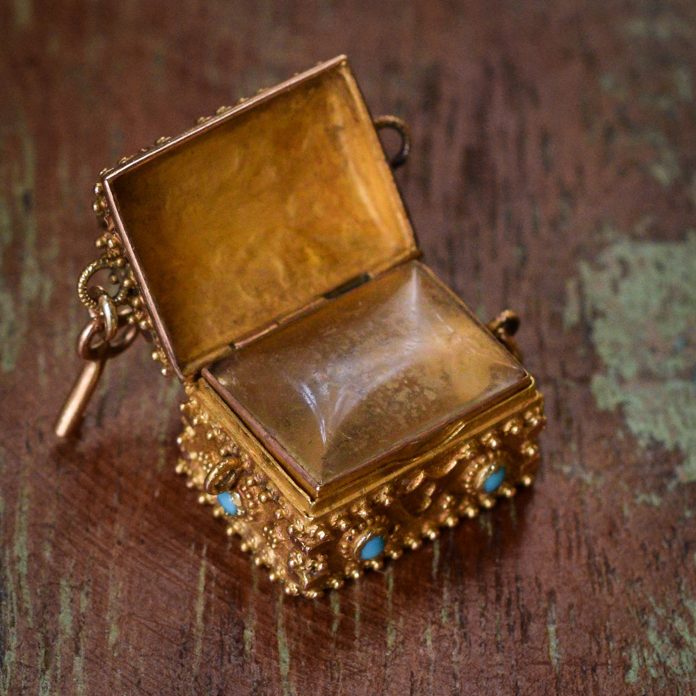 Regency Period Ruby & Turquoise Treasure Chest Locket