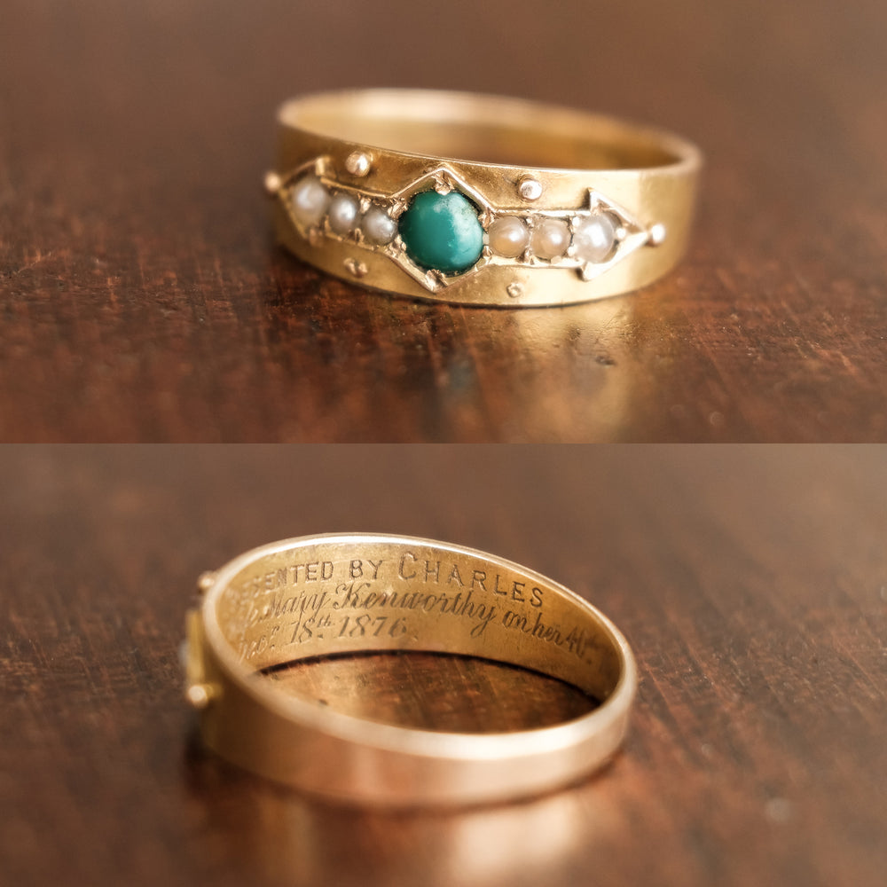 Victorian Turquoise & Pearl Sentimental Band