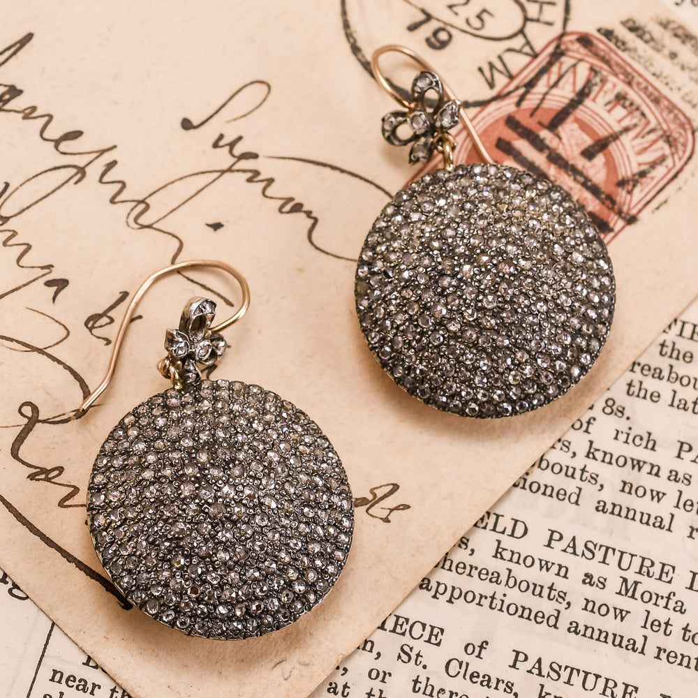 Victorian Rose Cut Diamond Pavé Dome Earrings