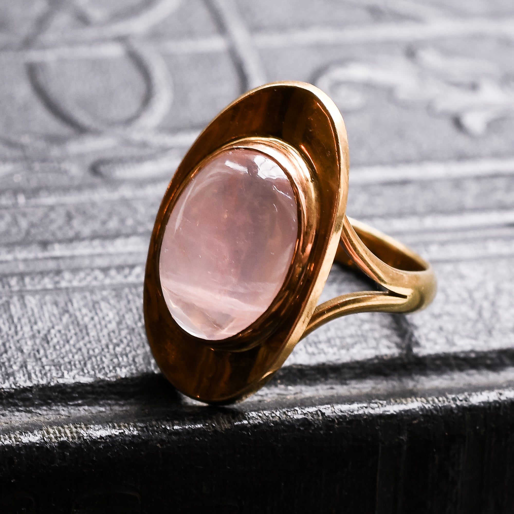 Space Age Rose Quartz Dish Ring Butter Lane Antiques