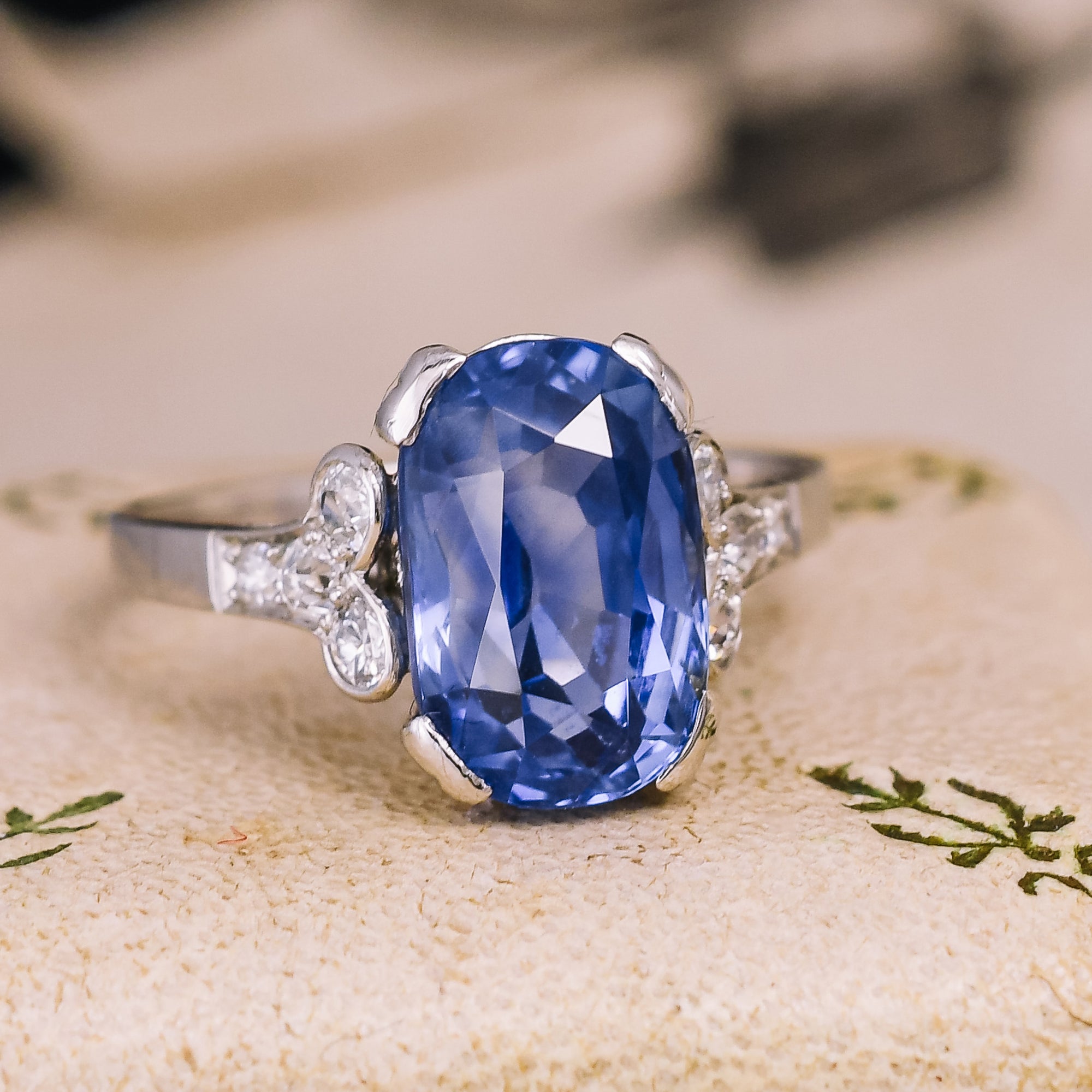 Edwardian Ceylon Sapphire Solitaire Engagement Ring