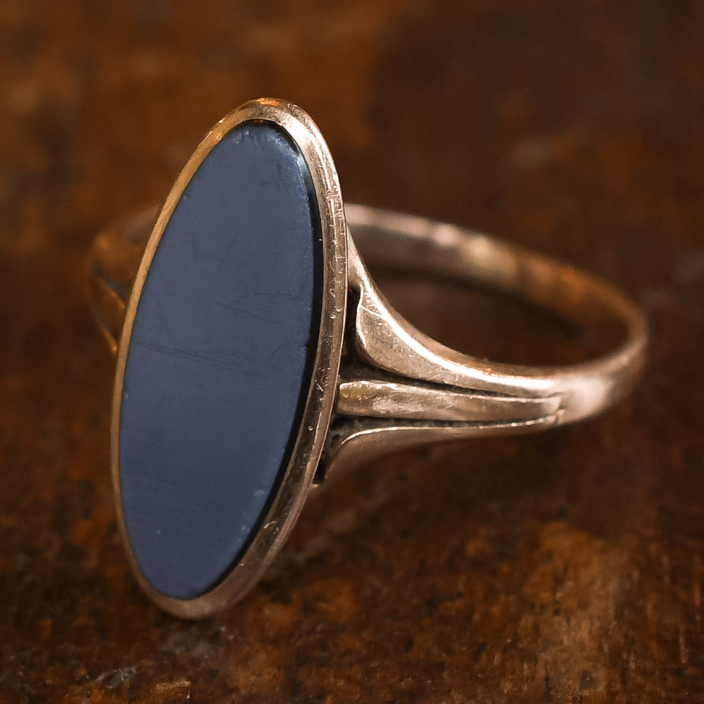 Edwardian 18k Gold Blue Sardonyx Signet Ring