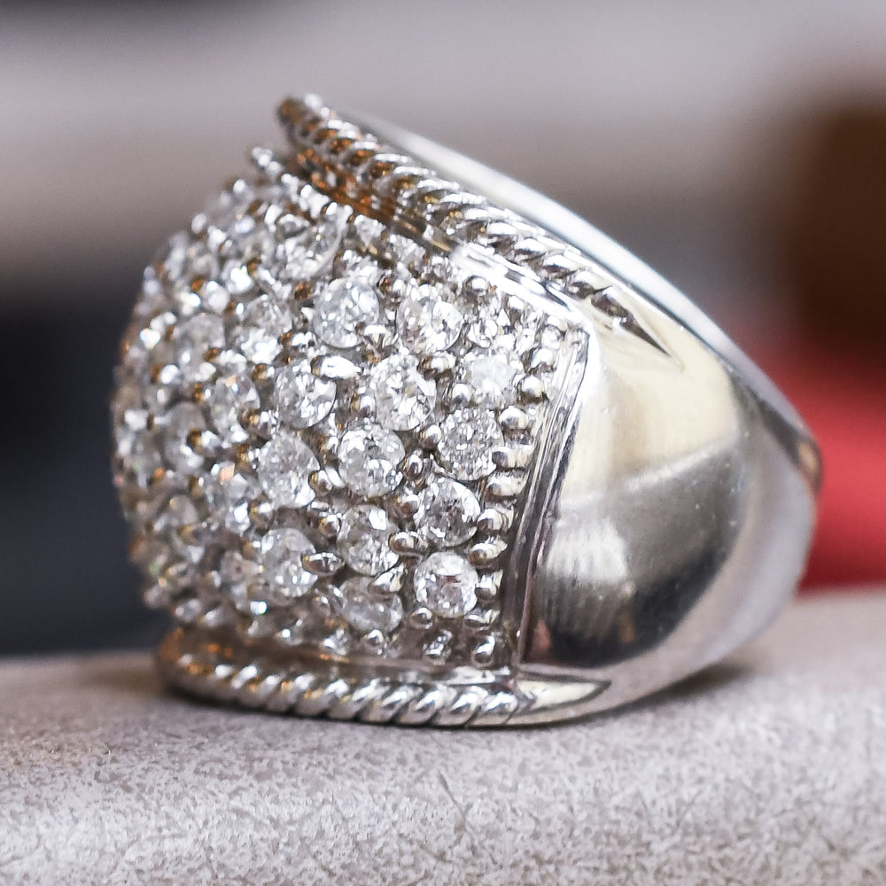 Vintage 1.8ct Pavé Diamond Bombé Ring