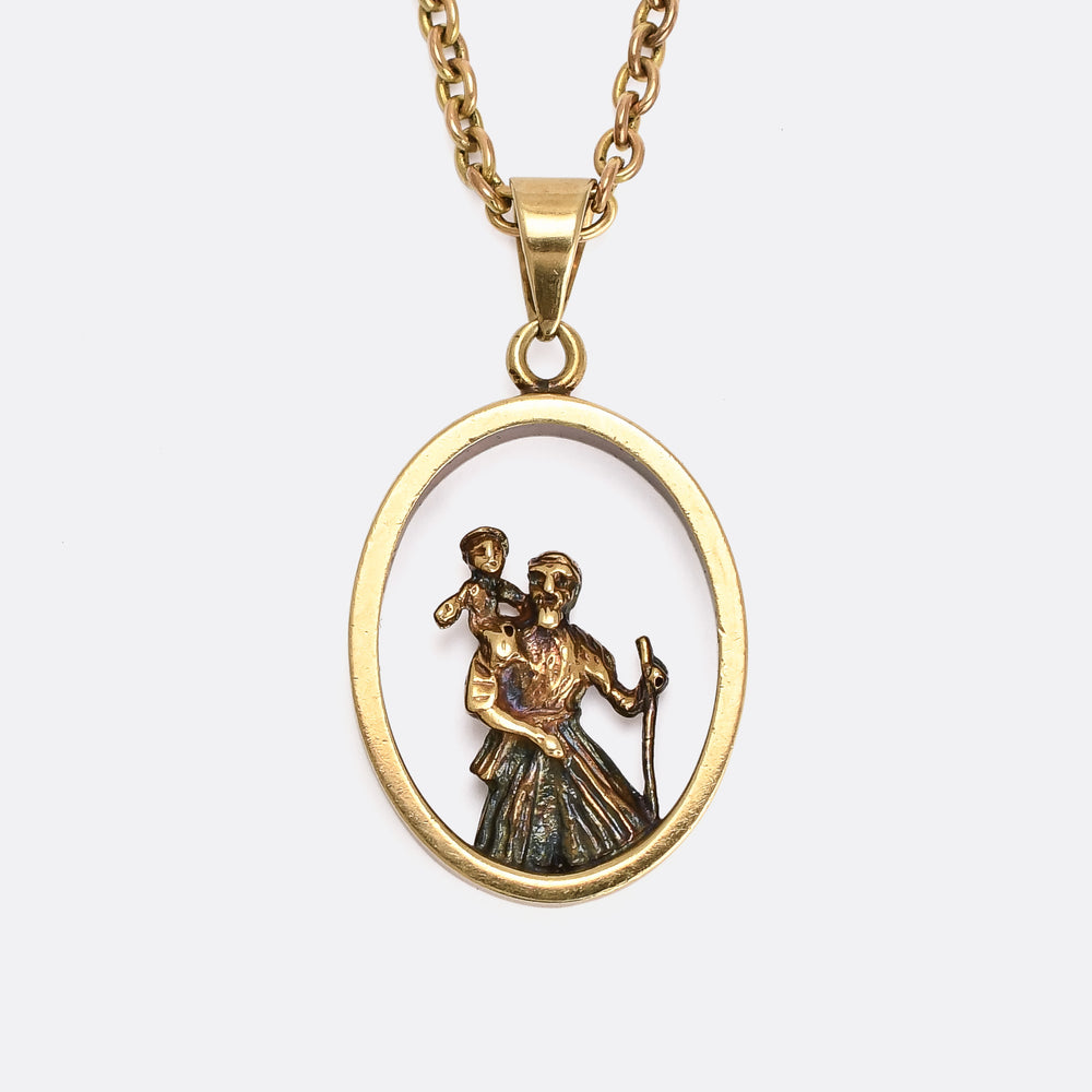 Vintage Figural Saint Christopher Halo Pendant