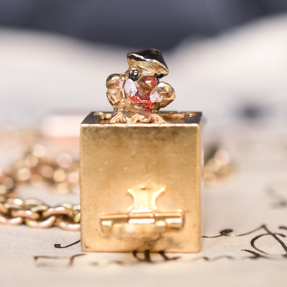 Vintage Enamel Jack-In-The-Box Charm