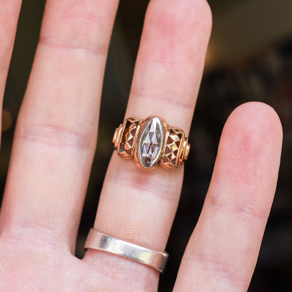 1940s Retro Marquise Diamond Solitaire Ring