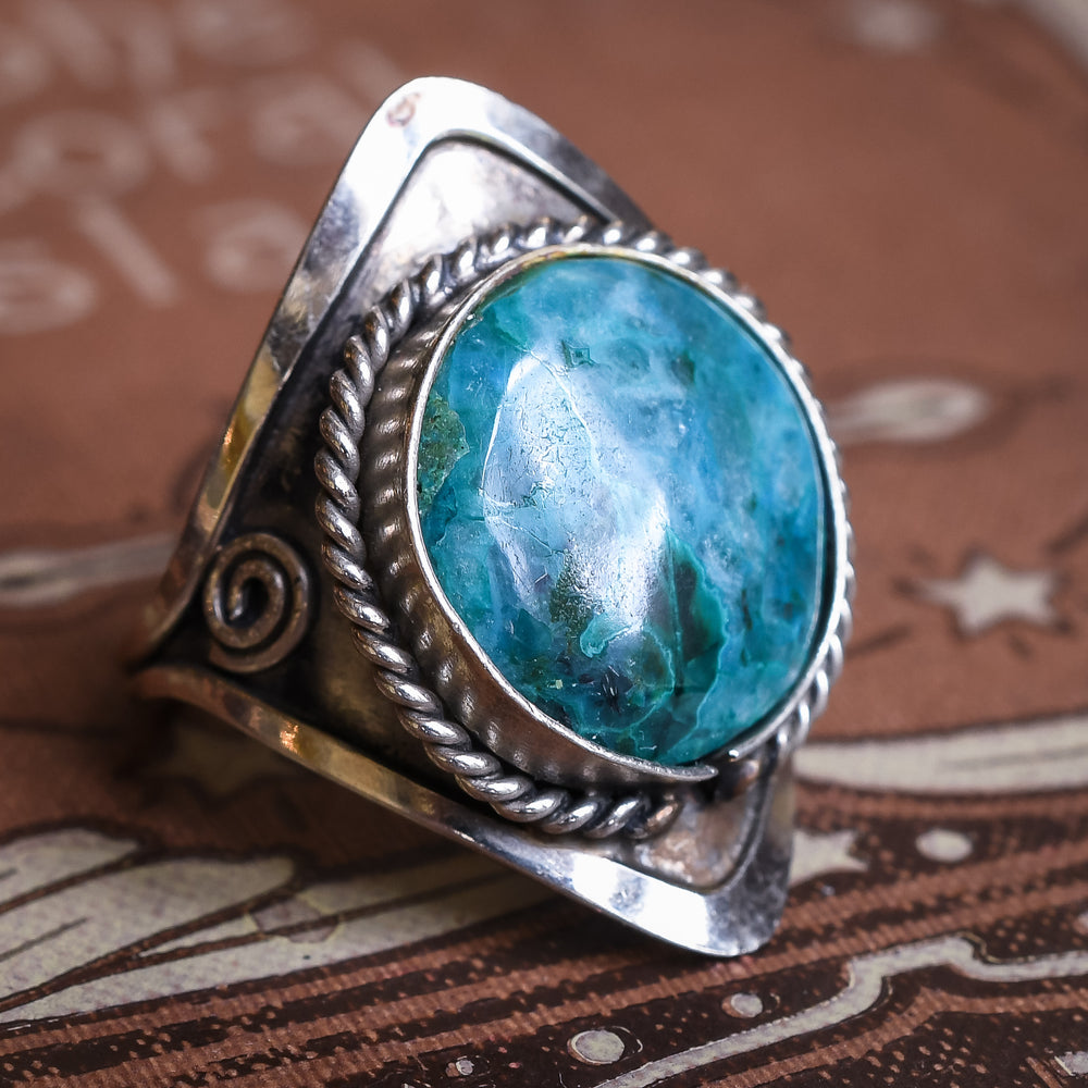 Arts & Crafts Chrysocolla Statement Ring