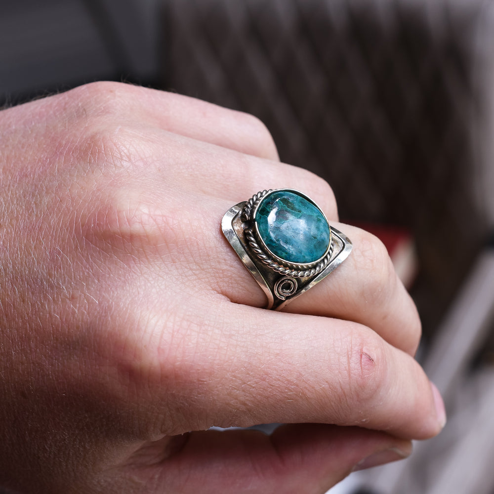 Arts & Crafts Chrysocolla Statement Ring