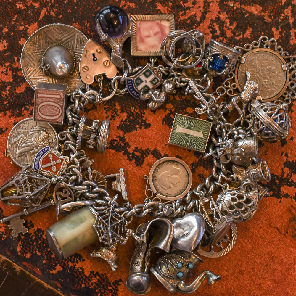 Mid-Century Fully Loaded Jensen Silver Charm Bracelet