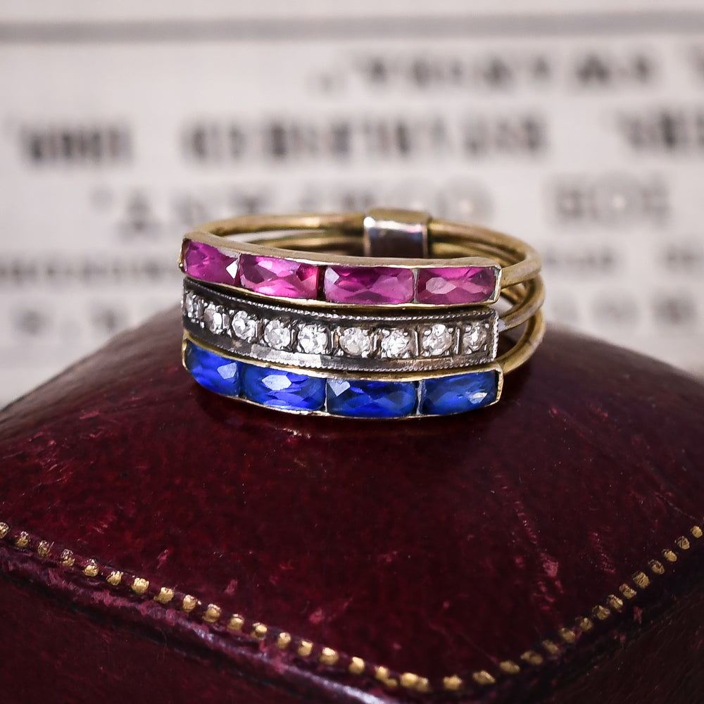 Edwardian Diamond, Sapphire & Ruby Harem Ring