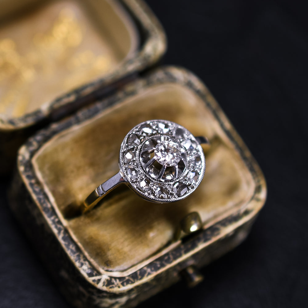 Art Deco French Diamond Cluster Ring