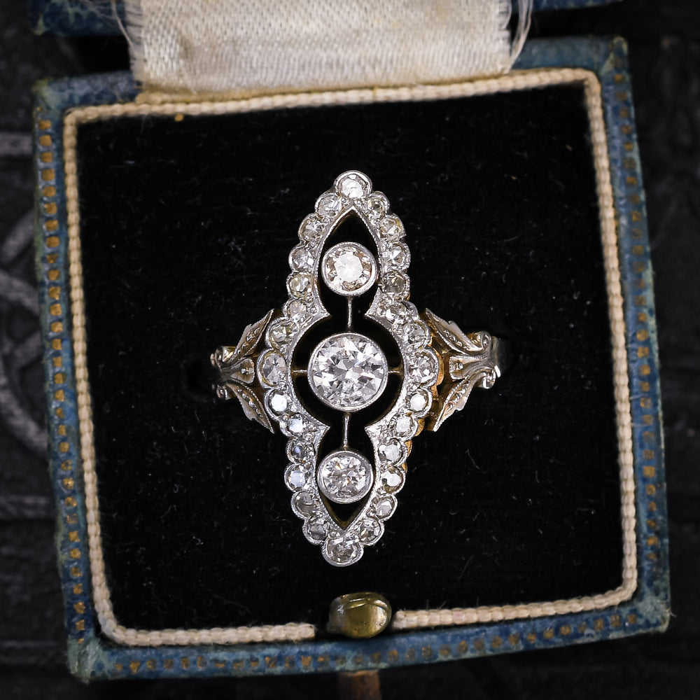 Art Deco Diamond Marquise Cluster Ring