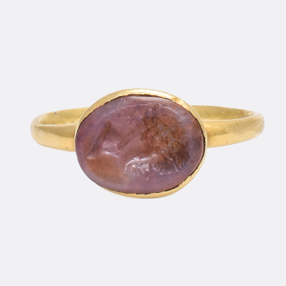 Ancient Roman Emperor Intaglio Signet Ring