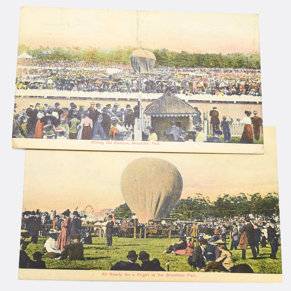 Antique Wright Flyer at the 1910 Brockton Fair Pin and Postcards