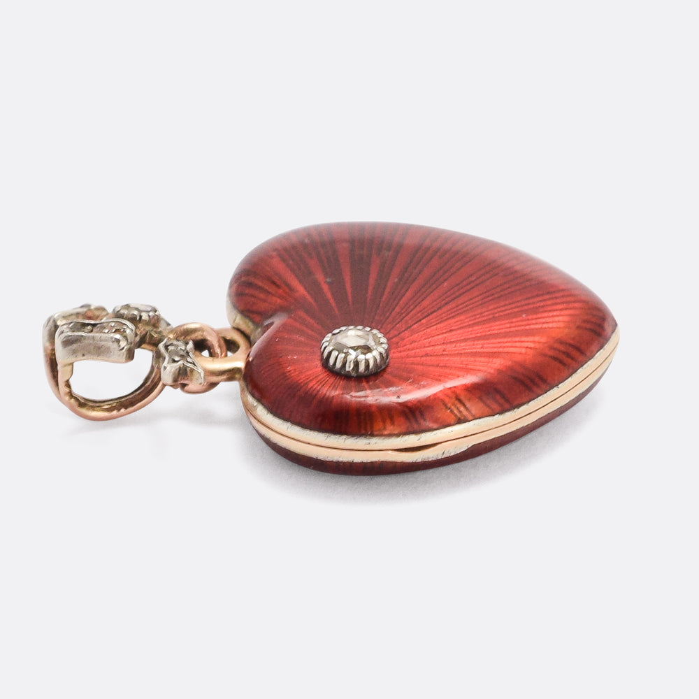 Antique Fabergé Red Enamel Heart Locket